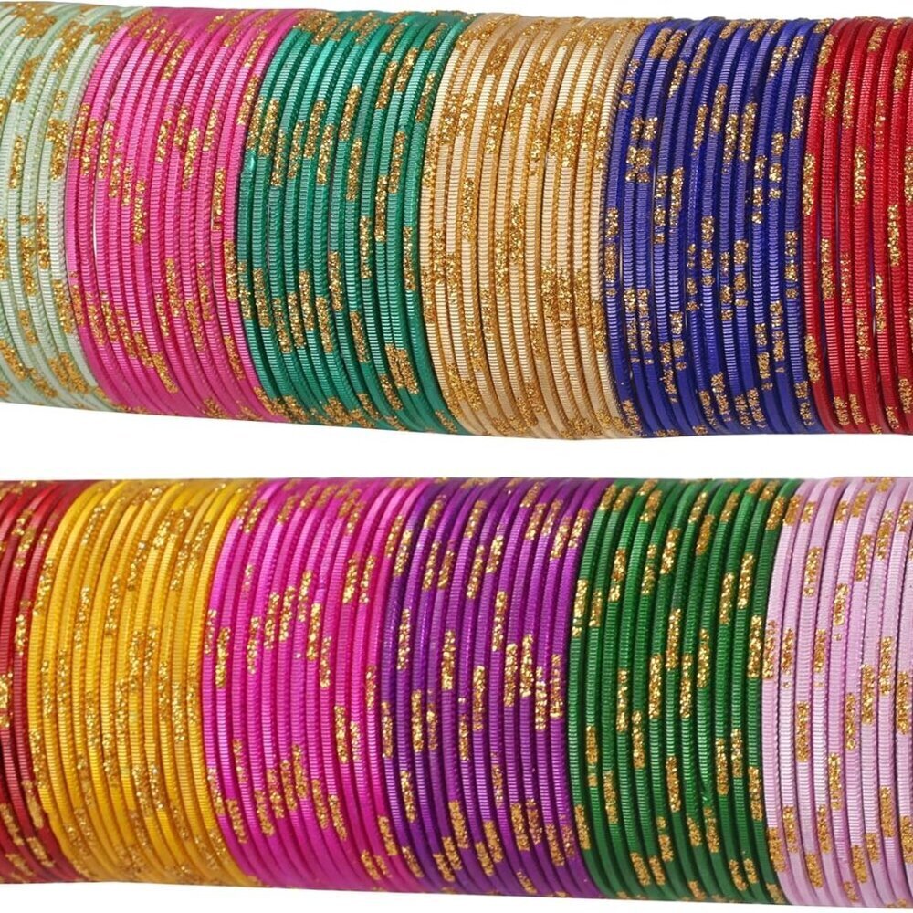 Indian Bangle Set Alloy Colorful 144-piece Vintage Jewelry Gift for Women